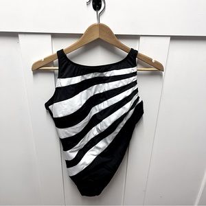 Longitude black/white high neck one piece swimsuit size 14